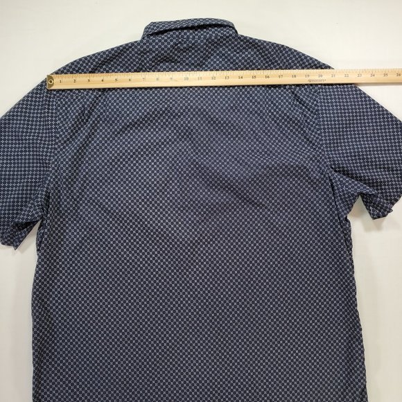 Faherty Shirt Mens 2XL Navy Blue All Over Print Casual Button Down Gorpcore - Picture 10 of 13
